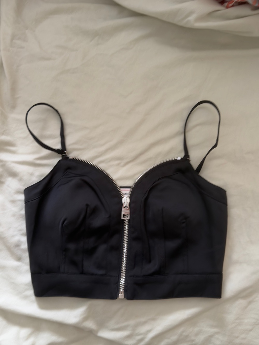 Alexander McQueen Black Zip-Front Crop Cami